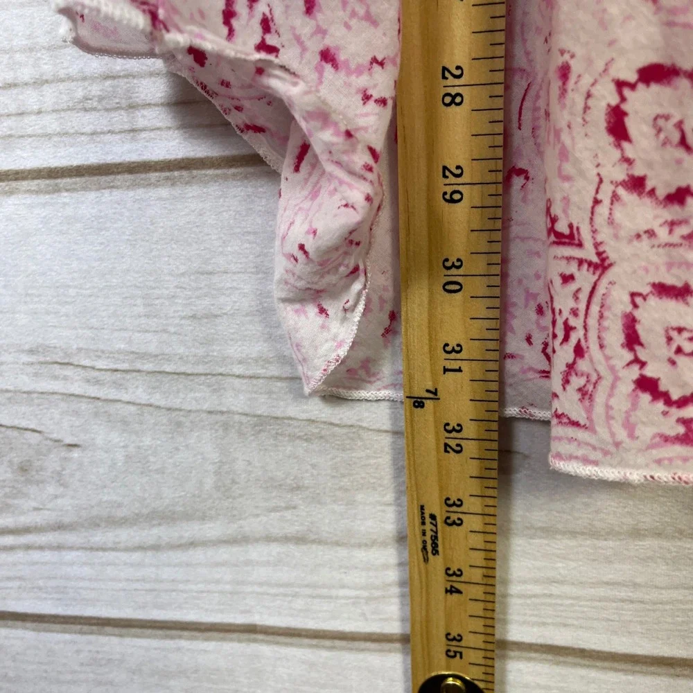 One season Australia Floral Tunic Top Pink Resort 3/4 thin‎ cotton coverup L